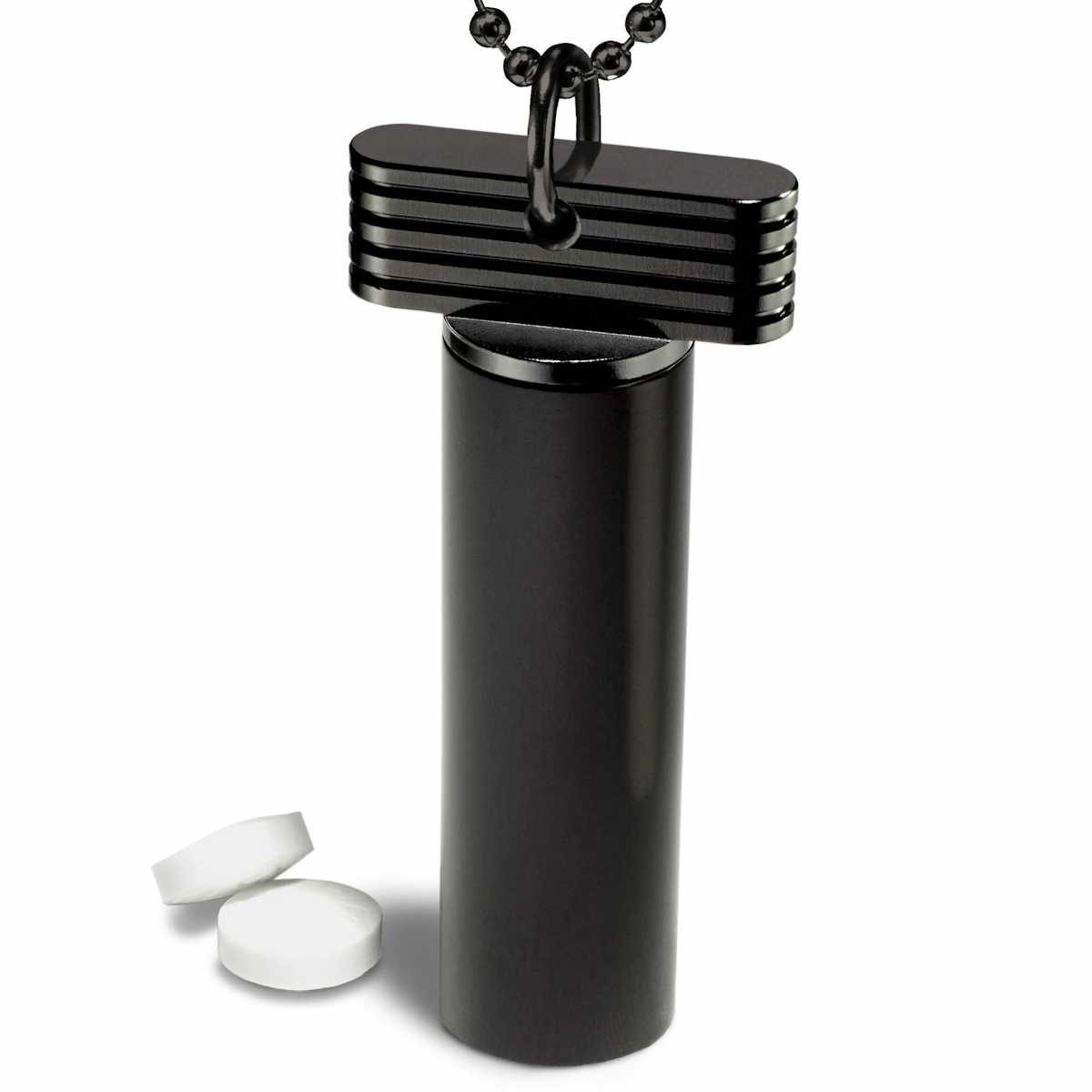 Black Keychain Pill Holder - Designer Nitro Necklace - Cielo Pill Holders