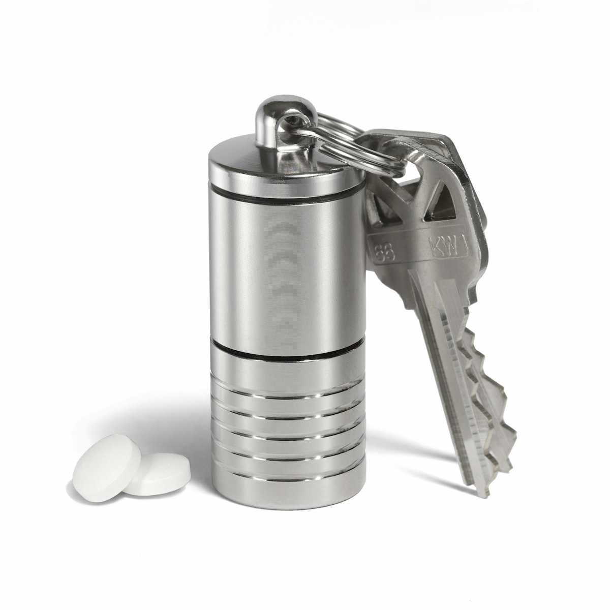Wide Dual Chamber Pill Holder - Stainless Steel