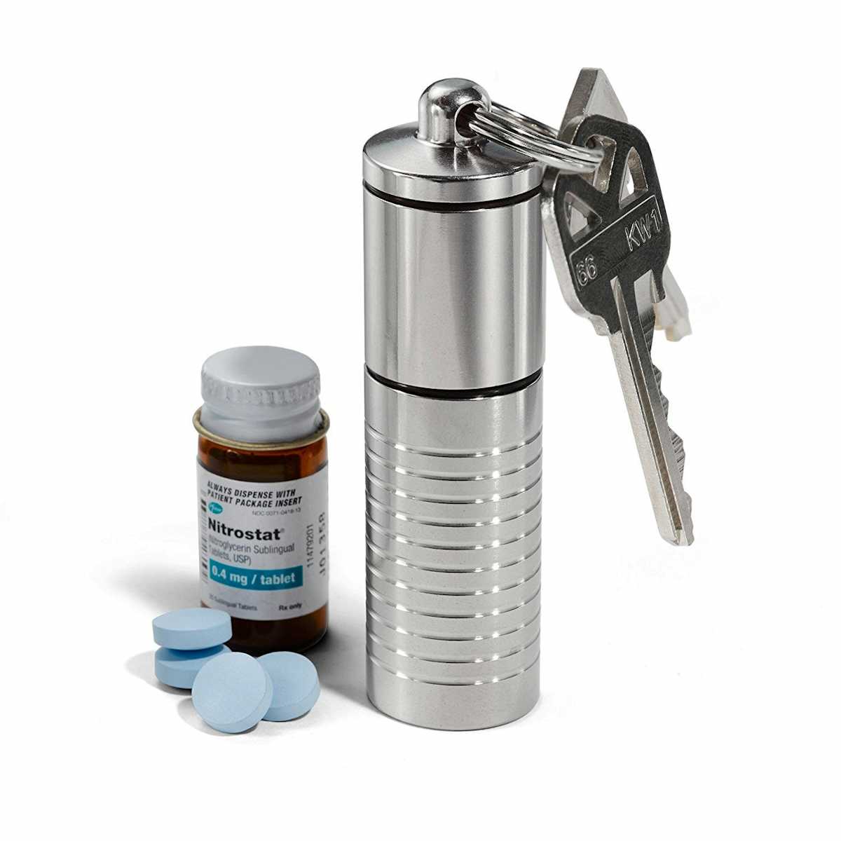 Large Dual Chamber Nitro Bottle Pill Holder in Stainless Steel
